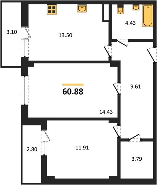 Фото №1: 2-комнатная квартира 60&nbsp;м², 1/4&nbsp;эт. - Краснодар, Прикубанский внутригородской округ, мкр. Фестивальный