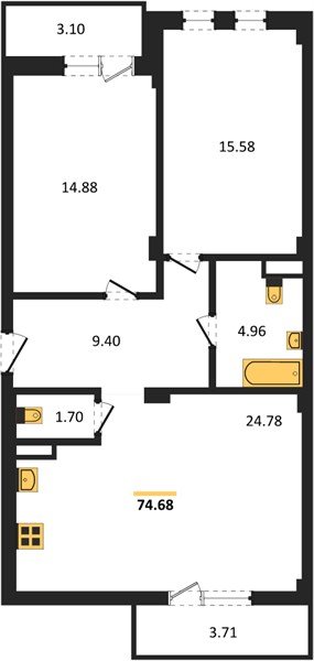 Фото №1: 2-комнатная квартира 76&nbsp;м², 1/4&nbsp;эт. - Краснодар, Прикубанский внутригородской округ, мкр. Фестивальный