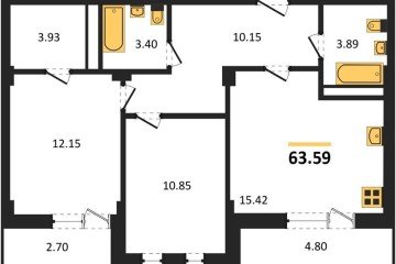 Фото №1: 2-комнатная квартира 65 м², 1/4 эт. - Краснодар, мкр. Фестивальный,