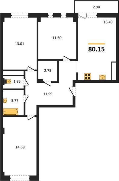Фото №1: 3-комнатная квартира 80&nbsp;м², 3/4&nbsp;эт. - Краснодар, Прикубанский внутригородской округ, мкр. Фестивальный