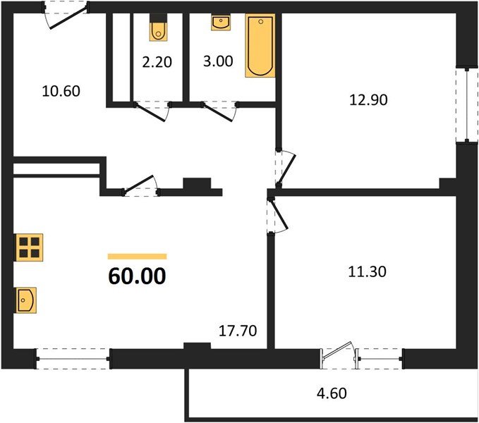 Фото №1: 2-комнатная квартира 62&nbsp;м², 2/4&nbsp;эт. - Краснодар, Прикубанский внутригородской округ, мкр. Фестивальный, ул. Круговая, 4/1