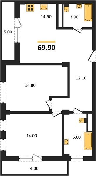 Фото №1: 2-комнатная квартира 72&nbsp;м², 2/4&nbsp;эт. - Краснодар, Прикубанский внутригородской округ, мкр. Фестивальный, ул. Круговая, 4/1