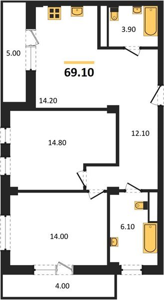 Фото №1: 2-комнатная квартира 71&nbsp;м², 3/4&nbsp;эт. - Краснодар, Прикубанский внутригородской округ, мкр. Фестивальный, ул. Круговая, 4/1