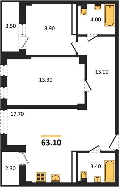 Фото №1: 2-комнатная квартира 64&nbsp;м², 2/4&nbsp;эт. - Краснодар, Прикубанский внутригородской округ, мкр. Фестивальный, ул. Круговая, 4/1