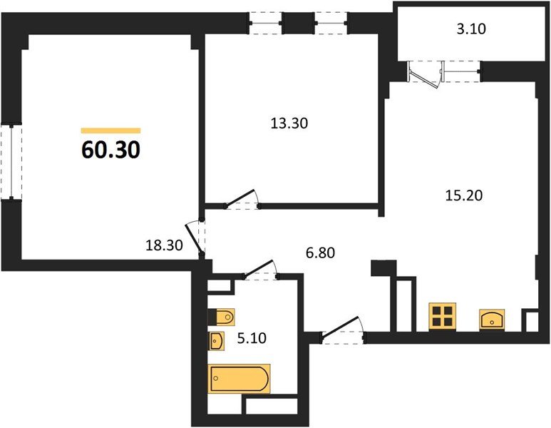Фото №1: 2-комнатная квартира 61&nbsp;м², 2/4&nbsp;эт. - Краснодар, Прикубанский внутригородской округ, мкр. Фестивальный, ул. Круговая, 4/1