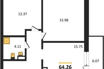 Фото №1: 2-комнатная квартира 63 м², 11/18 эт. - Краснодар, мкр. ЖК Тёплые Края,