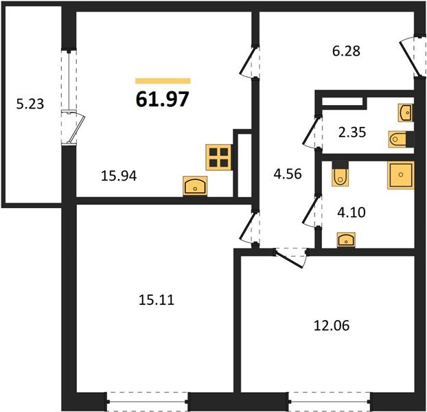 Фото №1: 2-комнатная квартира 61&nbsp;м², 10/18&nbsp;эт. - Краснодар, Прикубанский внутригородской округ, мкр. ЖК Тёплые Края