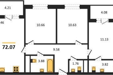 Фото №1: 3-комнатная квартира 71 м², 7/18 эт. - Краснодар, мкр. ЖК Тёплые Края,