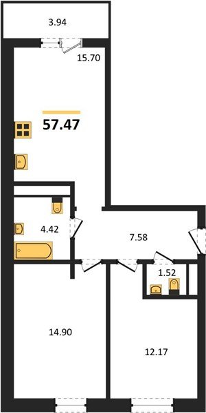 Фото №1: 2-комнатная квартира 57&nbsp;м², 8/18&nbsp;эт. - Краснодар, Прикубанский внутригородской округ, мкр. ЖК Тёплые Края
