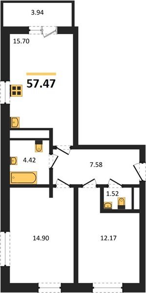 Фото №1: 2-комнатная квартира 57&nbsp;м², 8/18&nbsp;эт. - Краснодар, Прикубанский внутригородской округ, мкр. ЖК Тёплые Края