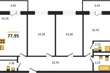 Фото №1: 3-комнатная квартира 77 м², 16/16 эт. - Краснодар, мкр. ЖК Тёплые Края,