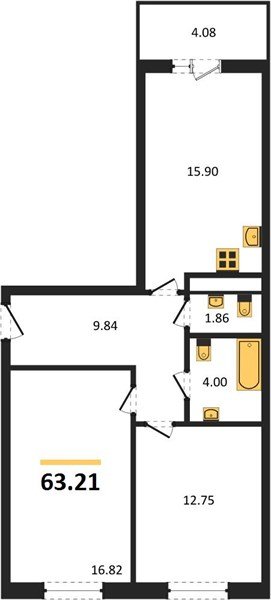 Фото №1: 2-комнатная квартира 62&nbsp;м², 13/16&nbsp;эт. - Краснодар, Прикубанский внутригородской округ, мкр. ЖК Тёплые Края