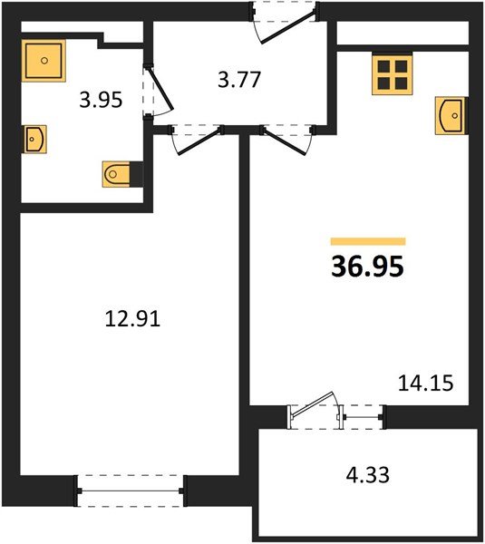 Фото №1: 1-комнатная квартира 36&nbsp;м², 9/16&nbsp;эт. - Краснодар, Прикубанский внутригородской округ, мкр. ЖК Тёплые Края