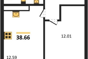 Фото №1: 1-комнатная квартира 38 м², 2/16 эт. - Краснодар, мкр. ЖК Тёплые Края,