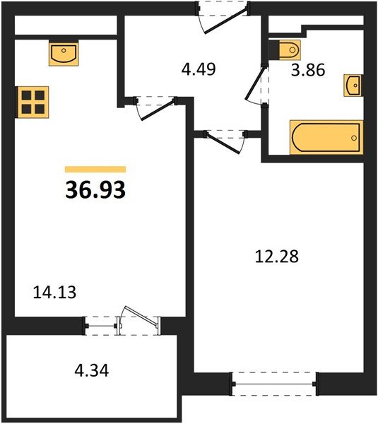 Фото №1: 1-комнатная квартира 36&nbsp;м², 11/16&nbsp;эт. - Краснодар, Прикубанский внутригородской округ, мкр. ЖК Тёплые Края