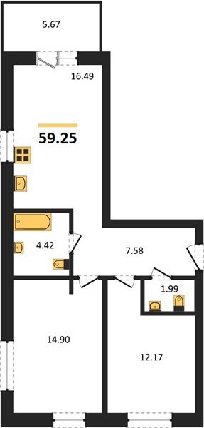 Фото №1: 2-комнатная квартира 58&nbsp;м², 1/18&nbsp;эт. - Краснодар, Прикубанский внутригородской округ, мкр. ЖК Тёплые Края