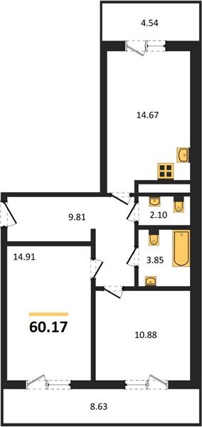 Фото №1: 2-комнатная квартира 60&nbsp;м², 6/18&nbsp;эт. - Краснодар, Прикубанский внутригородской округ, мкр. ЖК Тёплые Края