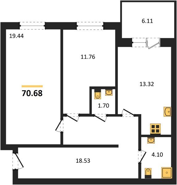 Фото №1: 2-комнатная квартира 68&nbsp;м², 1/18&nbsp;эт. - Краснодар, Прикубанский внутригородской округ, мкр. ЖК Тёплые Края