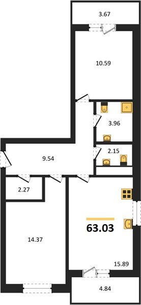 Фото №1: 2-комнатная квартира 62&nbsp;м², 9/18&nbsp;эт. - Краснодар, Прикубанский внутригородской округ, мкр. ЖК Тёплые Края