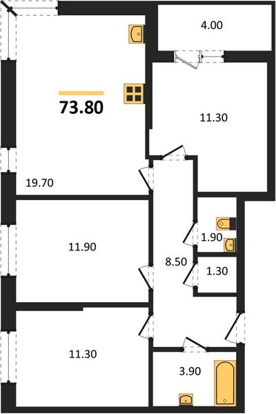 Фото №1: 3-комнатная квартира 73&nbsp;м², 2/16&nbsp;эт. - Краснодар, Прикубанский внутригородской округ, мкр. жилой комплекс Самолёт-6