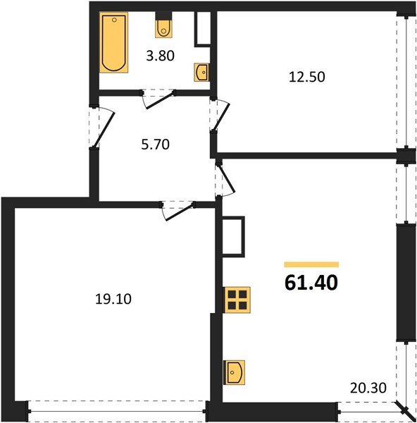 Фото №1: 2-комнатная квартира 61&nbsp;м², 16/16&nbsp;эт. - Краснодар, Прикубанский внутригородской округ, мкр. жилой комплекс Самолёт-6