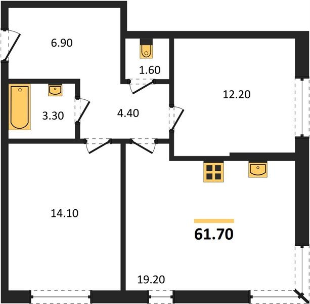 Фото №1: 2-комнатная квартира 61&nbsp;м², 2/16&nbsp;эт. - Краснодар, Прикубанский внутригородской округ, мкр. жилой комплекс Самолёт-6