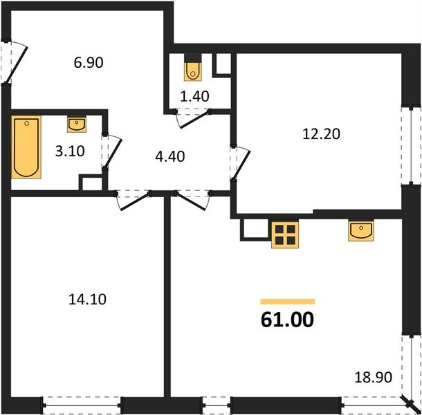 Фото №1: 2-комнатная квартира 61&nbsp;м², 7/16&nbsp;эт. - Краснодар, Прикубанский внутригородской округ, мкр. жилой комплекс Самолёт-6