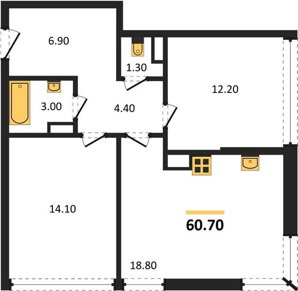Фото №1: 2-комнатная квартира 60&nbsp;м², 15/16&nbsp;эт. - Краснодар, Прикубанский внутригородской округ, мкр. жилой комплекс Самолёт-6