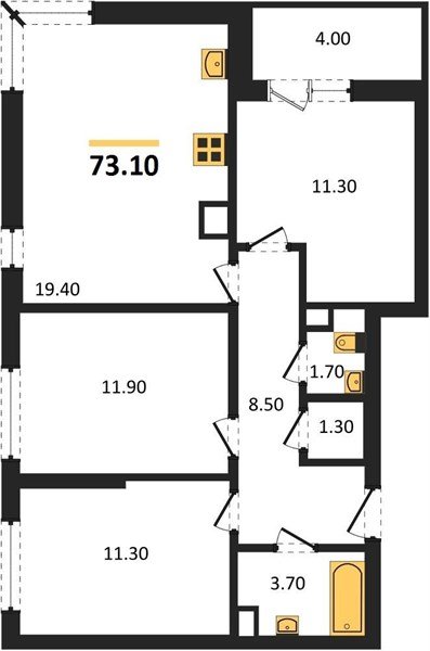Фото №1: 3-комнатная квартира 73&nbsp;м², 3/16&nbsp;эт. - Краснодар, Прикубанский внутригородской округ, мкр. жилой комплекс Самолёт-6