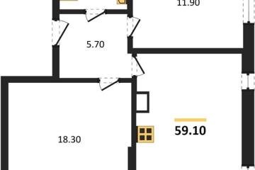 Фото №1: 2-комнатная квартира 59 м², 7/16 эт. - Краснодар, мкр. жилой комплекс Самолёт-6,