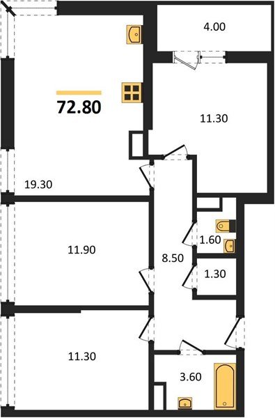 Фото №1: 3-комнатная квартира 72&nbsp;м², 15/16&nbsp;эт. - Краснодар, Прикубанский внутригородской округ, мкр. жилой комплекс Самолёт-6