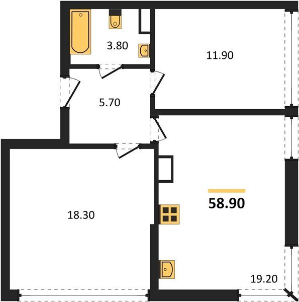 Фото №1: 2-комнатная квартира 58&nbsp;м², 15/16&nbsp;эт. - Краснодар, Прикубанский внутригородской округ, мкр. жилой комплекс Самолёт-6