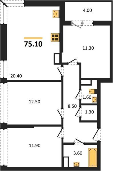 Фото №1: 3-комнатная квартира 75&nbsp;м², 16/16&nbsp;эт. - Краснодар, Прикубанский внутригородской округ, мкр. жилой комплекс Самолёт-6
