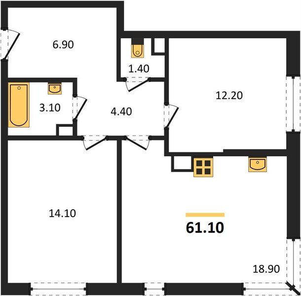 Фото №1: 2-комнатная квартира 61&nbsp;м², 5/16&nbsp;эт. - Краснодар, Прикубанский внутригородской округ, мкр. жилой комплекс Самолёт-6