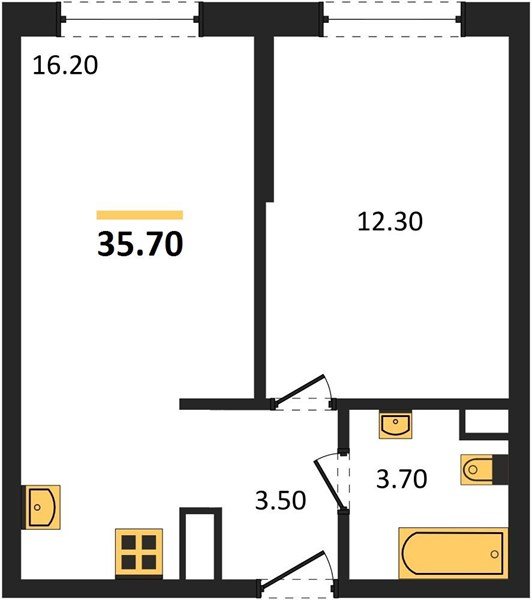 Фото №1: 1-комнатная квартира 35&nbsp;м², 3/16&nbsp;эт. - Краснодар, Прикубанский внутригородской округ, мкр. жилой комплекс Самолёт-6