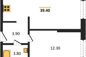 Фото №1: 1-комнатная квартира 39 м², 1/16 эт. - Краснодар, мкр. жилой комплекс Самолёт-6,
