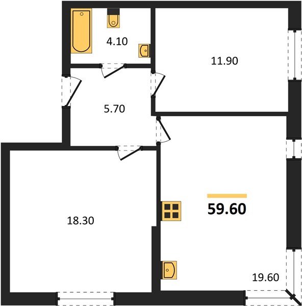 Фото №1: 2-комнатная квартира 59&nbsp;м², 1/16&nbsp;эт. - Краснодар, Прикубанский внутригородской округ, мкр. жилой комплекс Самолёт-6