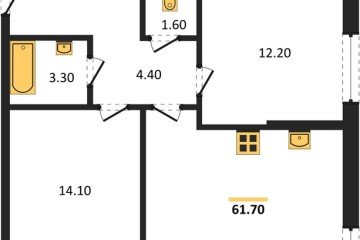 Фото №1: 2-комнатная квартира 61 м², 1/16 эт. - Краснодар, мкр. жилой комплекс Самолёт-6,