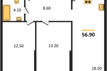 Фото №1: 2-комнатная квартира 56 м², 2/16 эт. - Краснодар, мкр. жилой комплекс Самолёт-6,