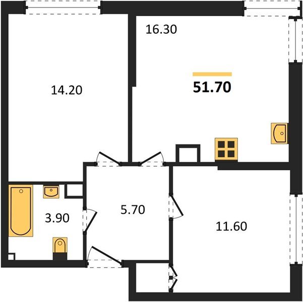 Фото №1: 2-комнатная квартира 51&nbsp;м², 9/16&nbsp;эт. - Краснодар, Прикубанский внутригородской округ, мкр. жилой комплекс Самолёт-6