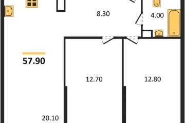 Фото №1: 2-комнатная квартира 57 м², 4/16 эт. - Краснодар, мкр. жилой комплекс Самолёт-6,