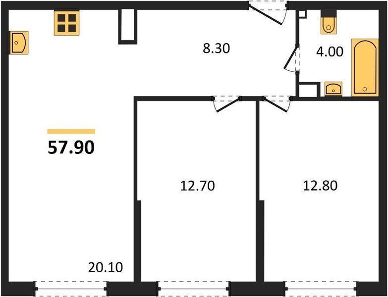 Фото №1: 2-комнатная квартира 57&nbsp;м², 4/16&nbsp;эт. - Краснодар, Прикубанский внутригородской округ, мкр. жилой комплекс Самолёт-6
