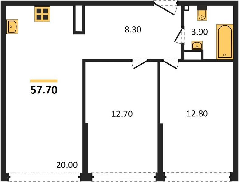 Фото №1: 2-комнатная квартира 57&nbsp;м², 15/16&nbsp;эт. - Краснодар, Прикубанский внутригородской округ, мкр. жилой комплекс Самолёт-6