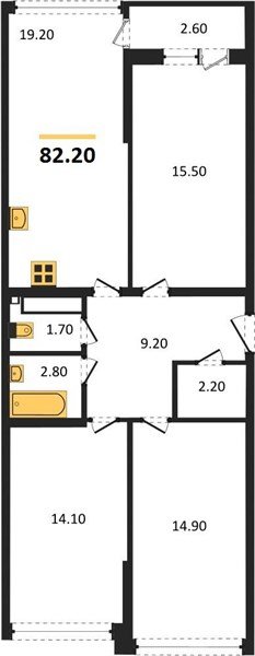 Фото №1: 3-комнатная квартира 82&nbsp;м², 15/16&nbsp;эт. - Краснодар, Прикубанский внутригородской округ, мкр. жилой комплекс Самолёт-6