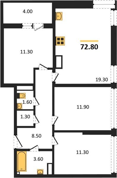 Фото №1: 3-комнатная квартира 72&nbsp;м², 15/16&nbsp;эт. - Краснодар, Прикубанский внутригородской округ, мкр. жилой комплекс Самолёт-6