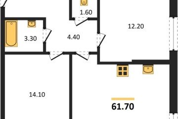 Фото №1: 2-комнатная квартира 61 м², 2/16 эт. - Краснодар, мкр. жилой комплекс Самолёт-6,