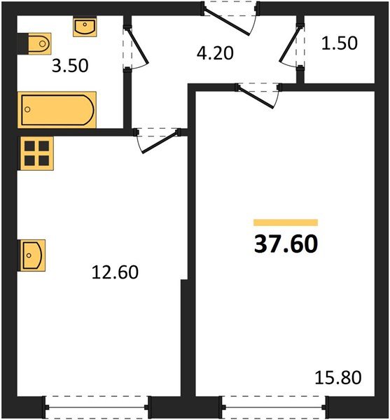 Фото №1: 1-комнатная квартира 37&nbsp;м², 2/16&nbsp;эт. - Краснодар, Прикубанский внутригородской округ, мкр. жилой комплекс Самолёт-6