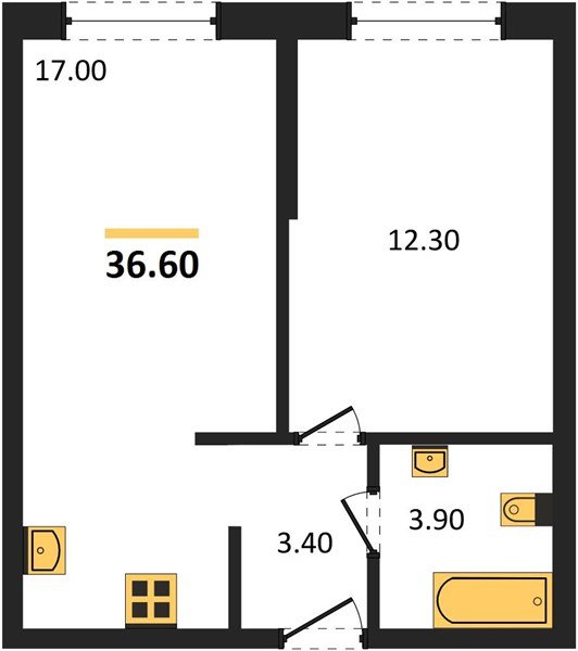 Фото №1: 1-комнатная квартира 36&nbsp;м², 2/16&nbsp;эт. - Краснодар, Прикубанский внутригородской округ, мкр. жилой комплекс Самолёт-6
