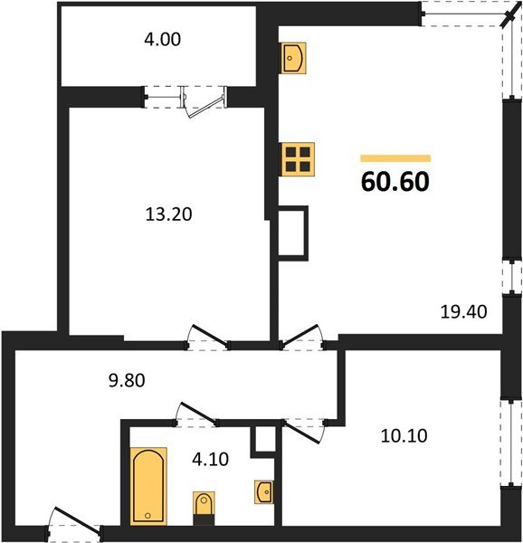 Фото №1: 2-комнатная квартира 60&nbsp;м², 7/16&nbsp;эт. - Краснодар, Прикубанский внутригородской округ, мкр. жилой комплекс Самолёт-6