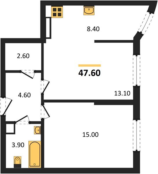 Фото №1: 2-комнатная квартира 47&nbsp;м², 3/16&nbsp;эт. - Краснодар, Прикубанский внутригородской округ, мкр. жилой комплекс Самолёт-6